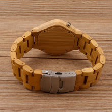 Cargar imagen en el visor de la galería, reloj hombre BOBO BIRD LED Wood Quartz Watches Engrave Back Cover Digital Night Vision Calendar Wristwatch Minimal Time Display