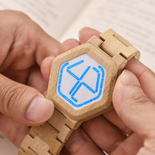 Cargar imagen en el visor de la galería, reloj hombre BOBO BIRD LED Wood Quartz Watches Engrave Back Cover Digital Night Vision Calendar Wristwatch Minimal Time Display