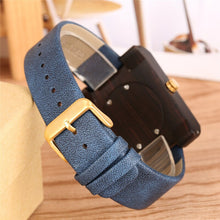 Cargar imagen en el visor de la galería, Creative Bule Men's Wood Watch Unique Square Dial Simple Design Quartz Watch Movement Eco-friendly Natural Wooden Watch