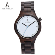 Cargar imagen en el visor de la galería, Wood Clock Designer Watches Men High Quality Wooden Watch Eco friendly Ebony Wood Band Watch Quartz Times Mechanism
