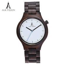 Cargar imagen en el visor de la galería, Wood Clock Designer Watches Men High Quality Wooden Watch Eco friendly Ebony Wood Band Watch Quartz Times Mechanism