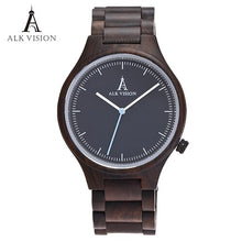Cargar imagen en el visor de la galería, Wood Clock Designer Watches Men High Quality Wooden Watch Eco friendly Ebony Wood Band Watch Quartz Times Mechanism