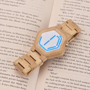 reloj hombre BOBO BIRD LED Wood Quartz Watches Engrave Back Cover Digital Night Vision Calendar Wristwatch Minimal Time Display