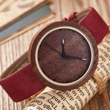 Cargar imagen en el visor de la galería, Retro Wood Watch Men Quartz Wrist Watches Casual Wooden Watch Case Male Soft Leather Strap Clock Eco-friendly Reloj de madera
