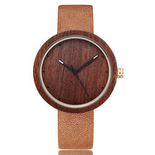 Cargar imagen en el visor de la galería, Retro Wood Watch Men Quartz Wrist Watches Casual Wooden Watch Case Male Soft Leather Strap Clock Eco-friendly Reloj de madera
