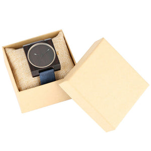 Creative Bule Men's Wood Watch Unique Square Dial Simple Design Quartz Watch Movement Eco-friendly Natural Wooden Watch