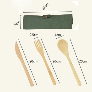 Portable Bamboo Travel Cutlery Set Kitchen Utensil Reusable Utensils With Pouch Portable Camping Utensils Spoon Fork Chopstick