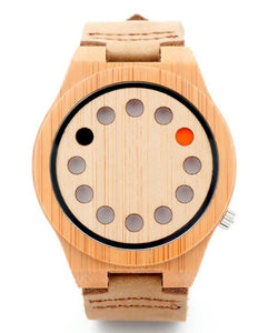 BOBO BIRD Eco-friendly Wooden Wristwatch Mens Top Luxury Brand Unique Holes Design Leather Quartz Watch with Leather Strap