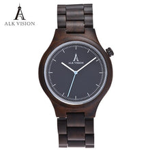 Cargar imagen en el visor de la galería, Wood Clock Designer Watches Men High Quality Wooden Watch Eco friendly Ebony Wood Band Watch Quartz Times Mechanism
