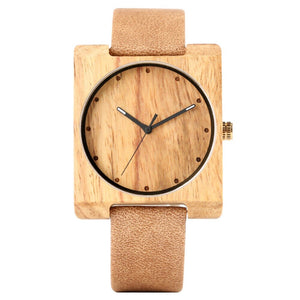 Minimalist Men's Wooden Watch Vogue Square Dial Handmade Design Wooden Watches for Boy Eco-friendly Bamboo Wooden Watch for Teen