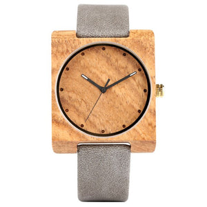 Minimalist Men's Wooden Watch Vogue Square Dial Handmade Design Wooden Watches for Boy Eco-friendly Bamboo Wooden Watch for Teen