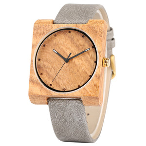 Fashion Gray Men's Wood Watch Timekeeper Unique Square Dial Simple Design Quartz Watch Movement Eco-friendly Natural Wooden Watc