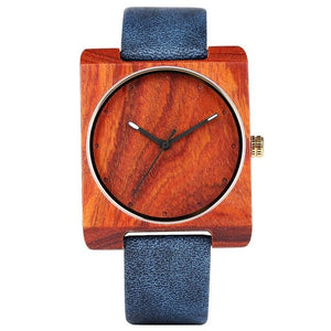 Men's Wooden Watch Unique Square Dial Handmade Design Wooden Watches for Boy Eco-friendly Bamboo Wooden Watch for Teenager